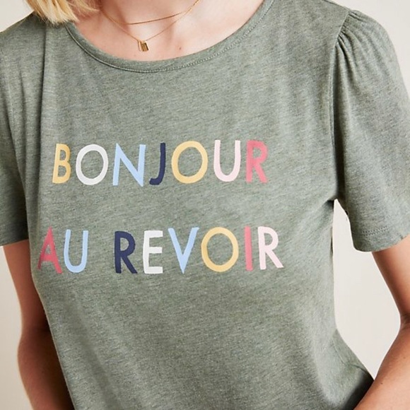 Anthropologie Tops - ⭐️5 for $20⭐️ 🎉HP🎉Anthropologie Bonjour Au Revoir T Shirt XS